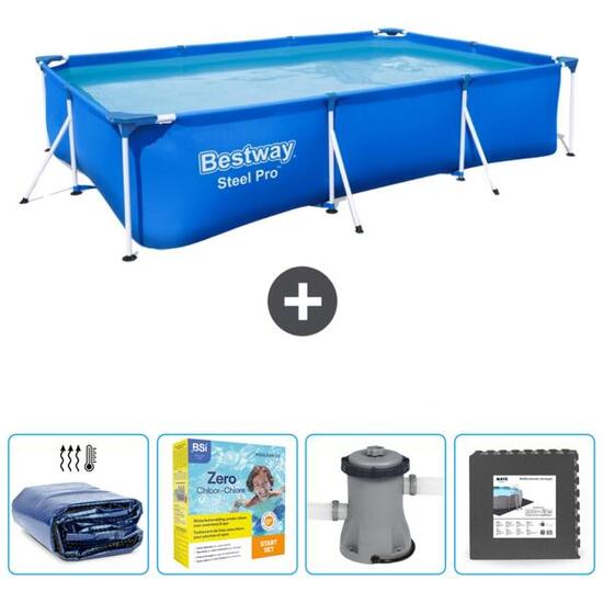 Piscine Rectangulaire Steel Pro - 300x201x66 cm + Accessoires CB8