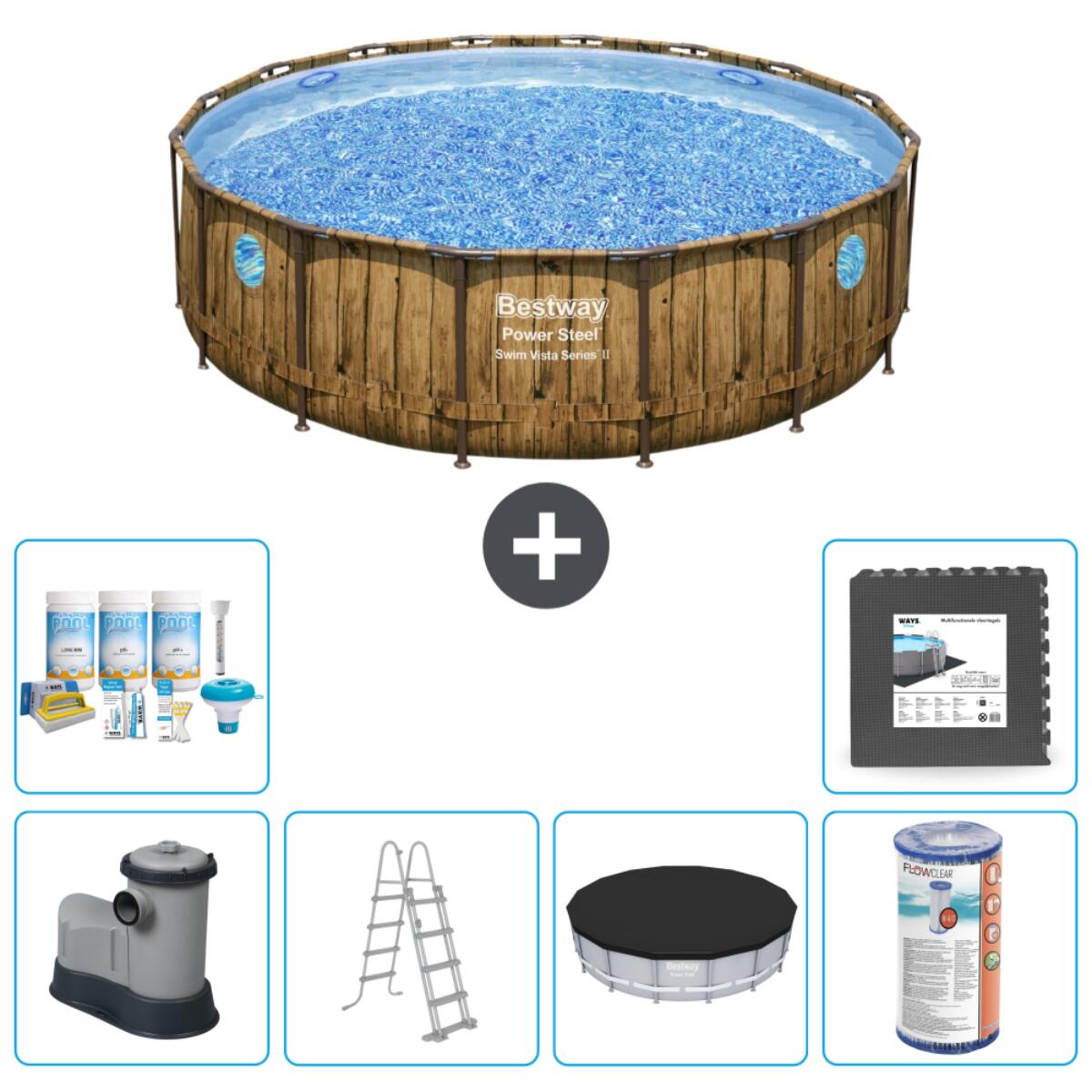 Bestway - Piscine Ronde Power Steel - 488x122 Cm + Accessoires Cb31 - Piscine - Marron - Taille Unique - Decathlon