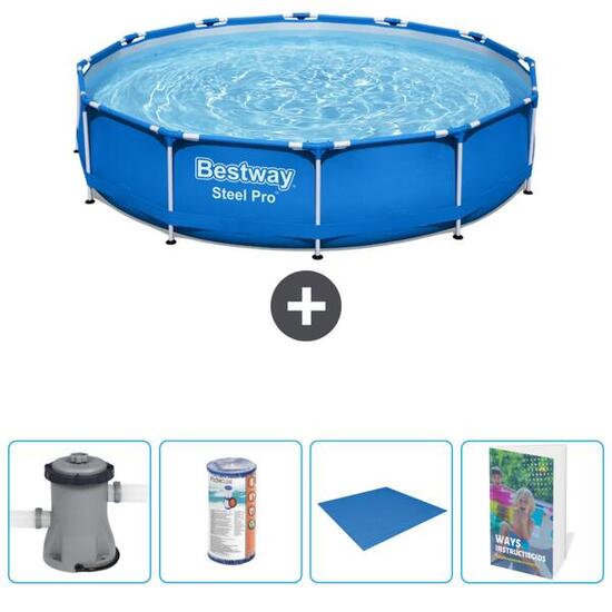 Piscine Ronde Steel Pro - 366x76 cm + Accessoires CB66