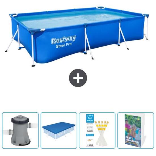 Piscine Rectangulaire Steel Pro - 300x201x66 cm + Accessoires CB76
