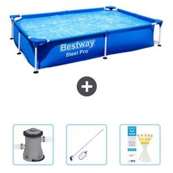 Piscine Rectangulaire Steel Pro - 221x150x43 cm + Accessoires CB46