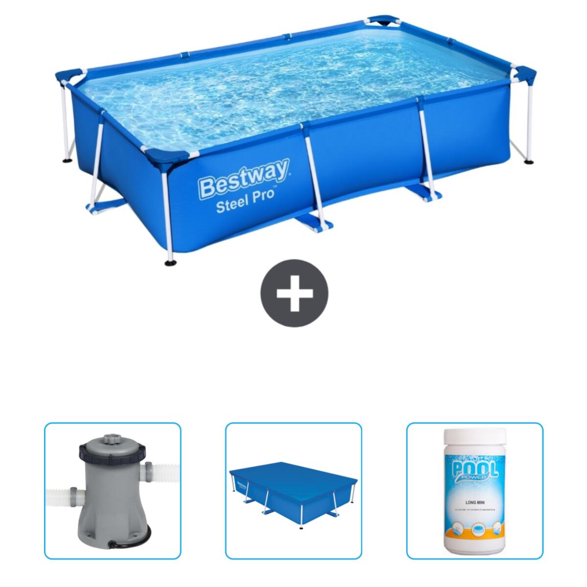 Bestway - Piscine Rectangulaire Steel Pro - 259x170x61 Cm + Accessoires Cb39 - Piscine - Bleu - Taille Unique - Decathlon