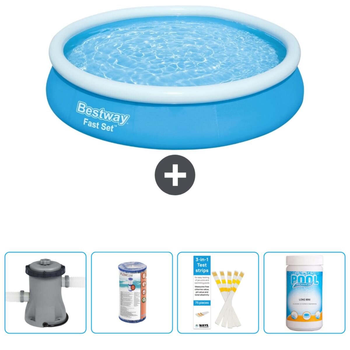 Piscine Gonflable Ronde Fast Set - 366x76 cm + Accessoires CB49 1/6
