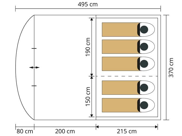 Tunneltent Egersund 5 Sleeper Protect - 5 personen – met ingenaaide tentvloer 7/7