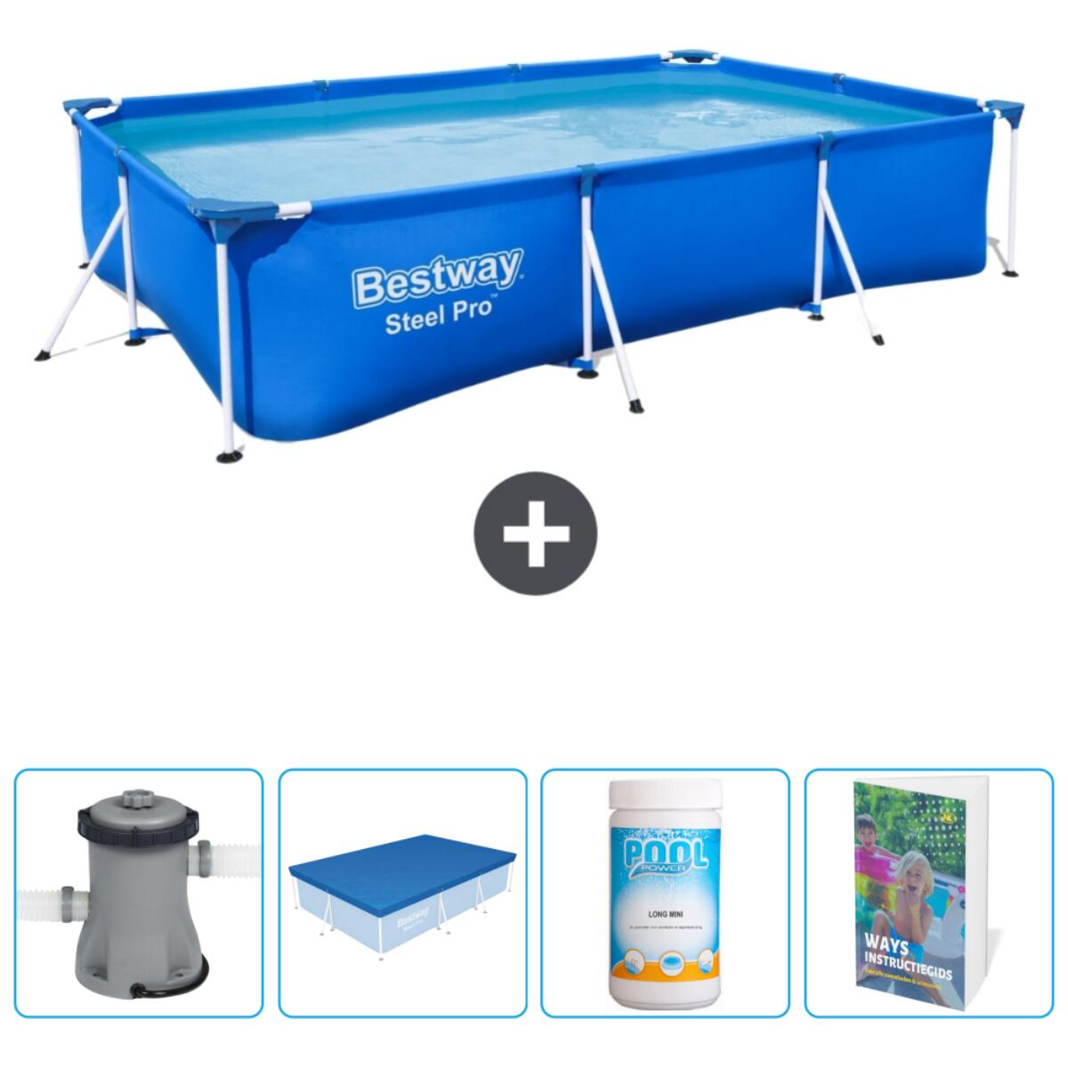 Bestway - Piscine Rectangulaire Steel Pro - 300x201x66 Cm + Accessoires Cb79 - Piscine - Bleu - No Size - Decathlon