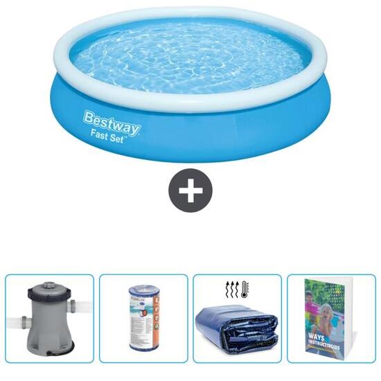 Piscine Gonflable Ronde Fast Set - 366x76 cm + Accessoires CB65