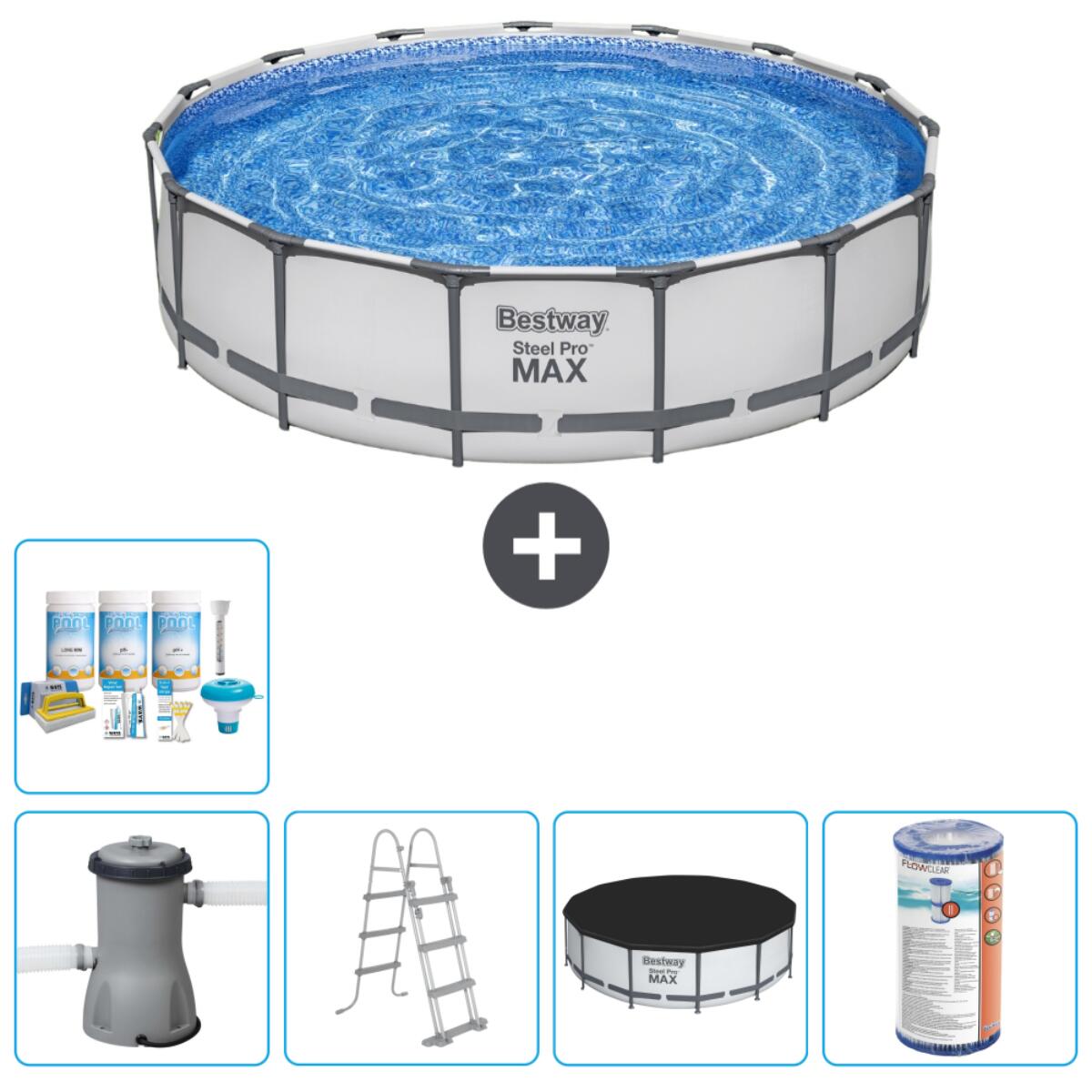 Bestway - Piscine Ronde Steel Pro Max - 457x122 Cm + Accessoires Cb29 - Piscine - Gris - Taille Unique - Decathlon