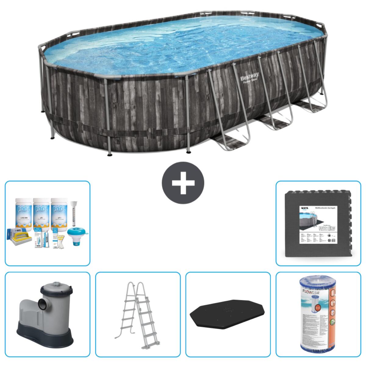 Bestway Power Steel Ovaal - 610x366x122 cm + Accessoires CB31 1/6