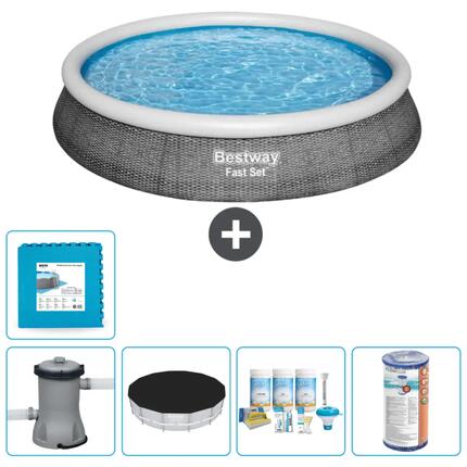 Piscine Gonflable Ronde Fast Set - 396x84 cm + Accessoires CB12