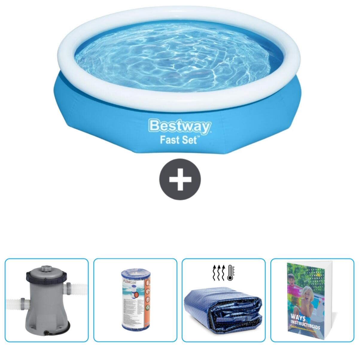 Piscine Gonflable Ronde Fast Set - 305x66 cm + Accessoires CB81 1/7