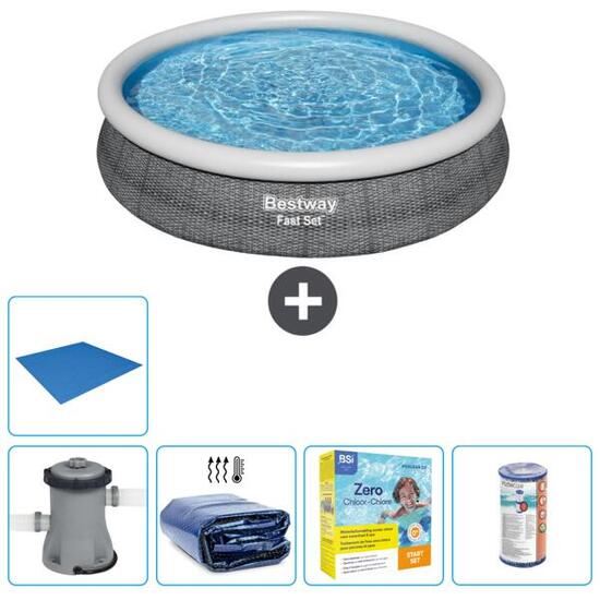 Piscine Gonflable Ronde Fast Set - 366x76 cm + Accessoires CB16