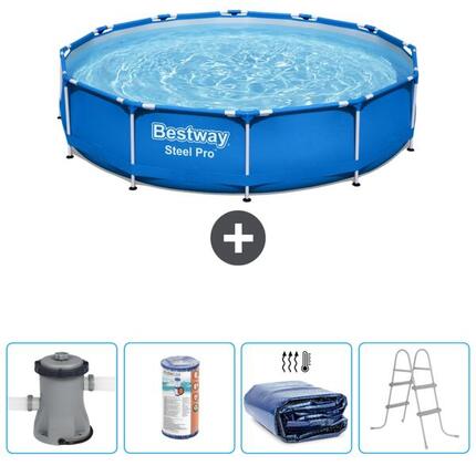 Piscine Ronde Steel Pro - 366x76 cm + Accessoires CB59