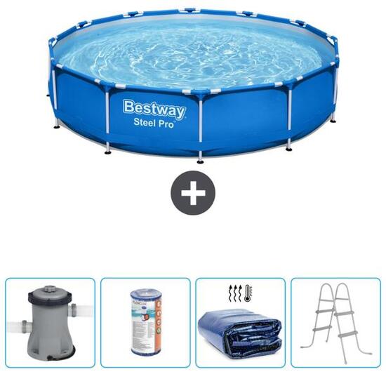 Piscine Ronde Steel Pro - 366x76 cm + Accessoires CB59