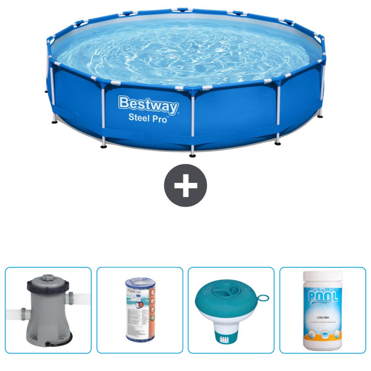 Bestway - Piscine Ronde Steel Pro - 366x76 Cm + Accessoires Cb53 - Piscine - Bleu - Taille Unique - Decathlon