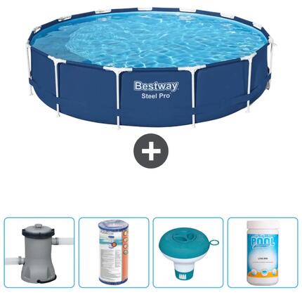 Piscine Ronde Steel Pro - 396x84 cm + Accessoires CB53