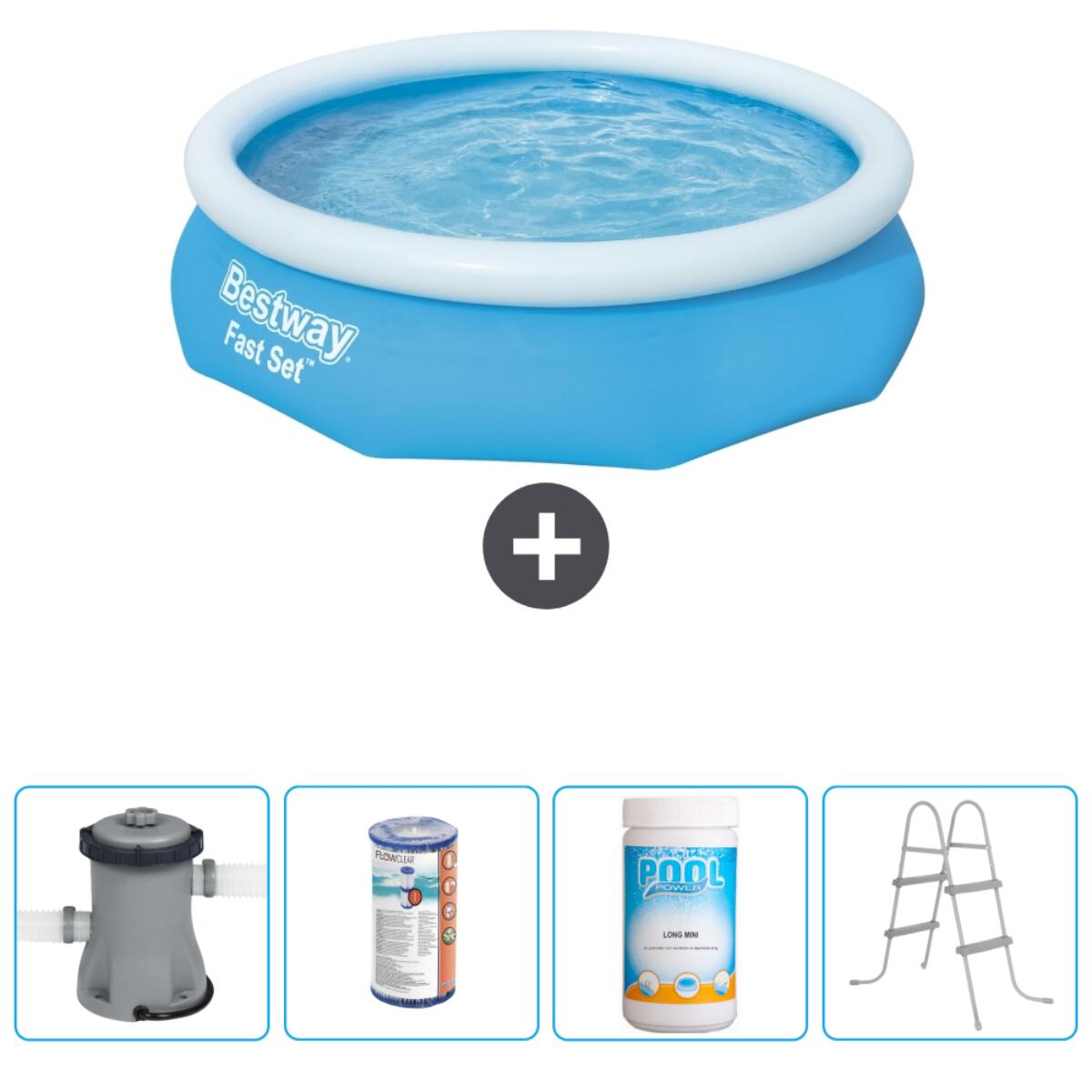 Bestway - Piscine Gonflable Ronde Fast Set - 305x76 Cm + Accessoires Cb60 - Piscine - Bleu - Taille Unique - Decathlon