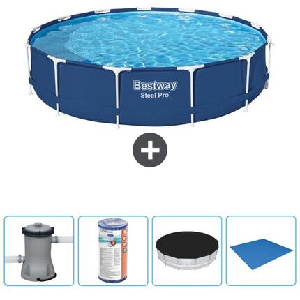 Piscine Ronde Steel Pro - 396x84 cm + Accessoires CB52