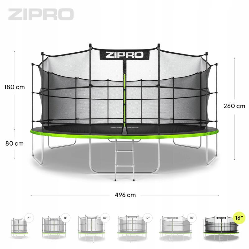 Trampolina ogrodowa Zipro Jump Pro z siatką wewnętrzną 16 FT 496 cm