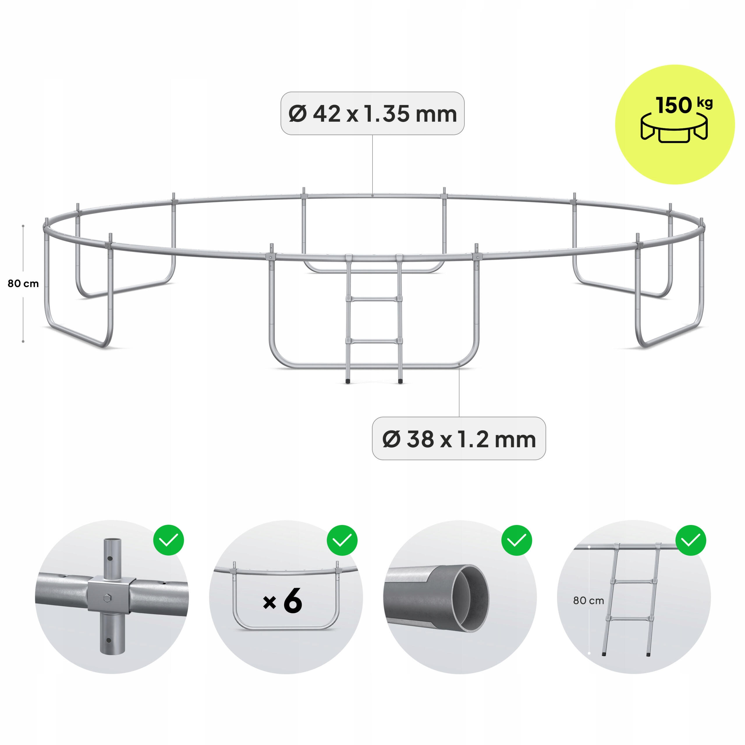 Trampoline ronde Zipro Jump Pro - 16FT 496 cm - met veiligheidsnet intern 7/7