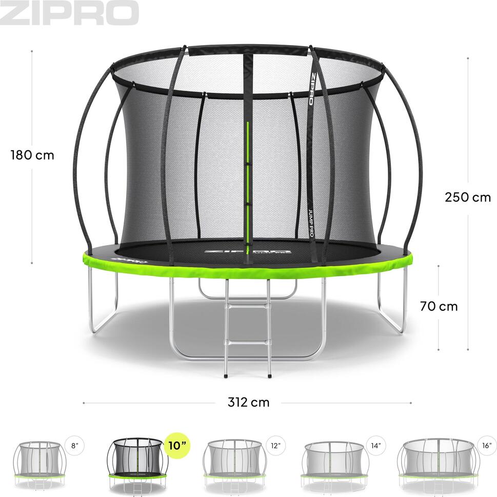 Trampolina ogrodowa Zipro Jump Pro Premium z siatką wewnętrzną 10FT 312cm
