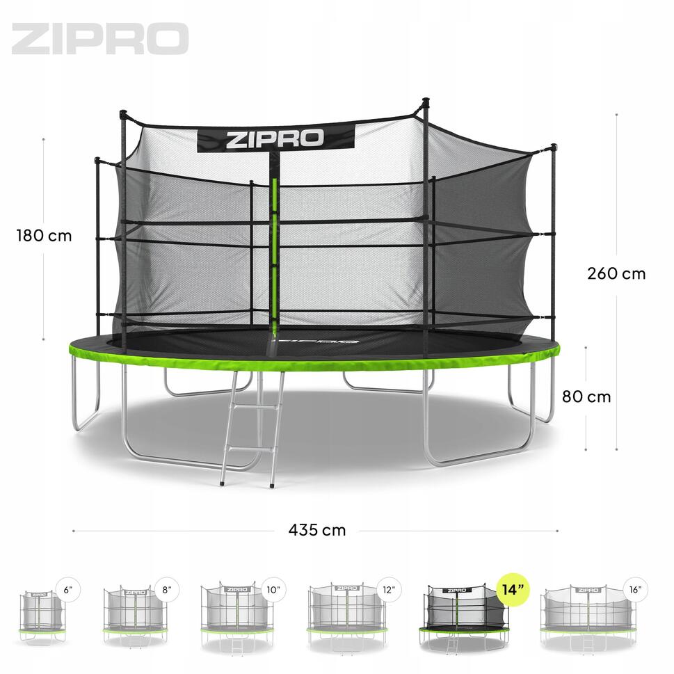 Trampolina ogrodowa Zipro Jump Pro z siatką wewnętrzną 14FT 435cm
