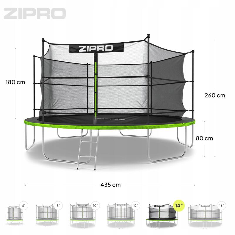 Trambulină de exterior Zipro Jump Pro cu plasă de protecție internă 14FT 435cm