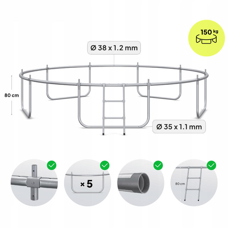 Trampoline rond Zipro Jump Pro 12FT 374cm avec filet de protection intérieur