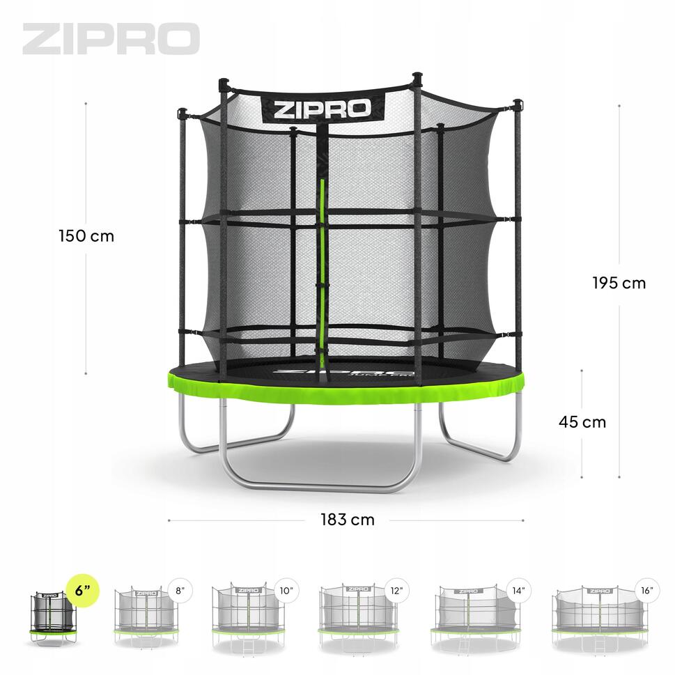 Trampolina ogrodowa Zipro Jump Pro z siatką wewnętrzną 6FT 183cm
