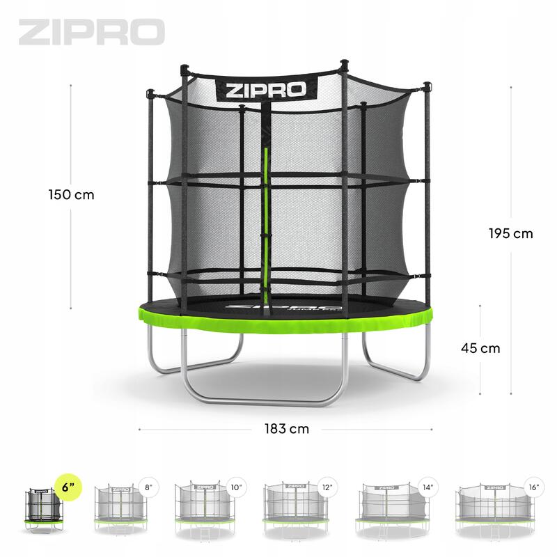 Trampoline rond Zipro Jump Pro 6FT 183cm avec filet de protection intérieur