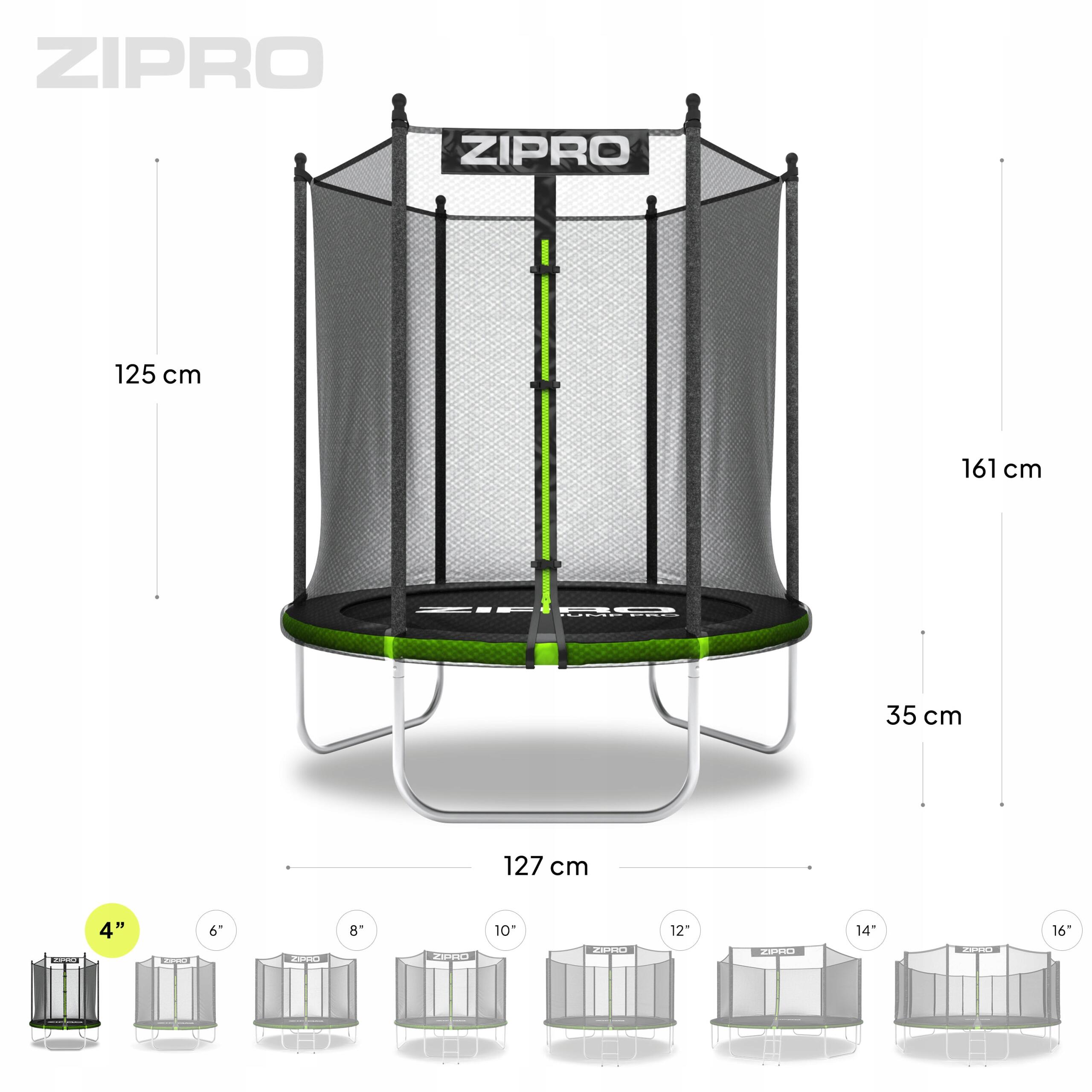 Trampoline ronde Zipro Jump Pro - 4FT 127 cm - met veiligheidsnet extern 2/7