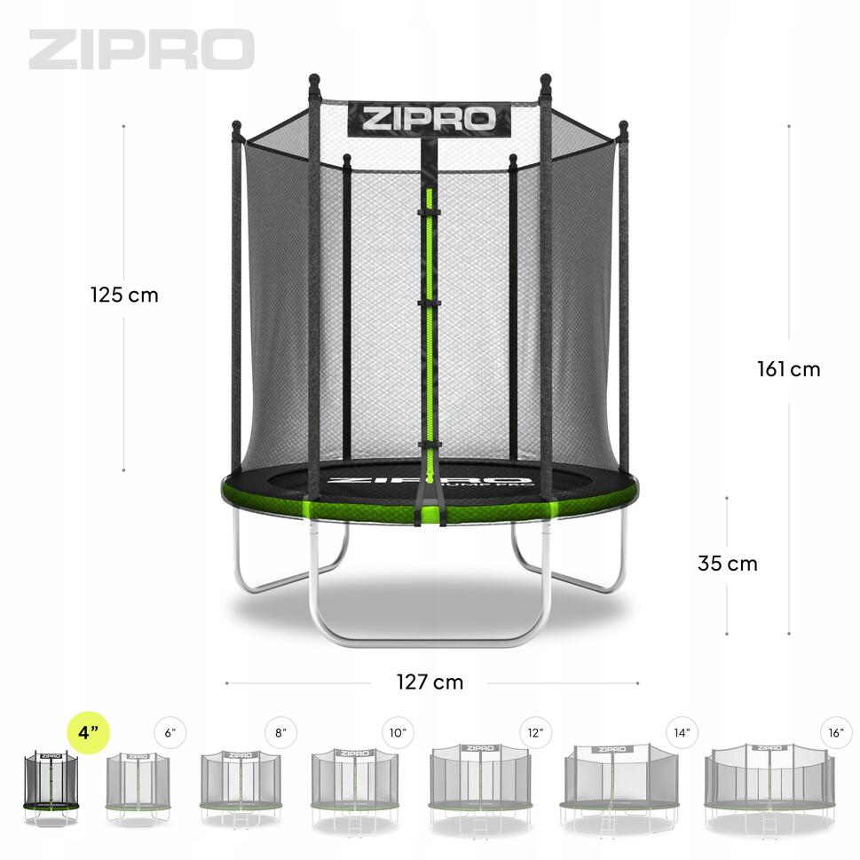 Trampolina ogrodowa Zipro Jump Pro OUT z siatką zewnętrzną 4FT 127cm