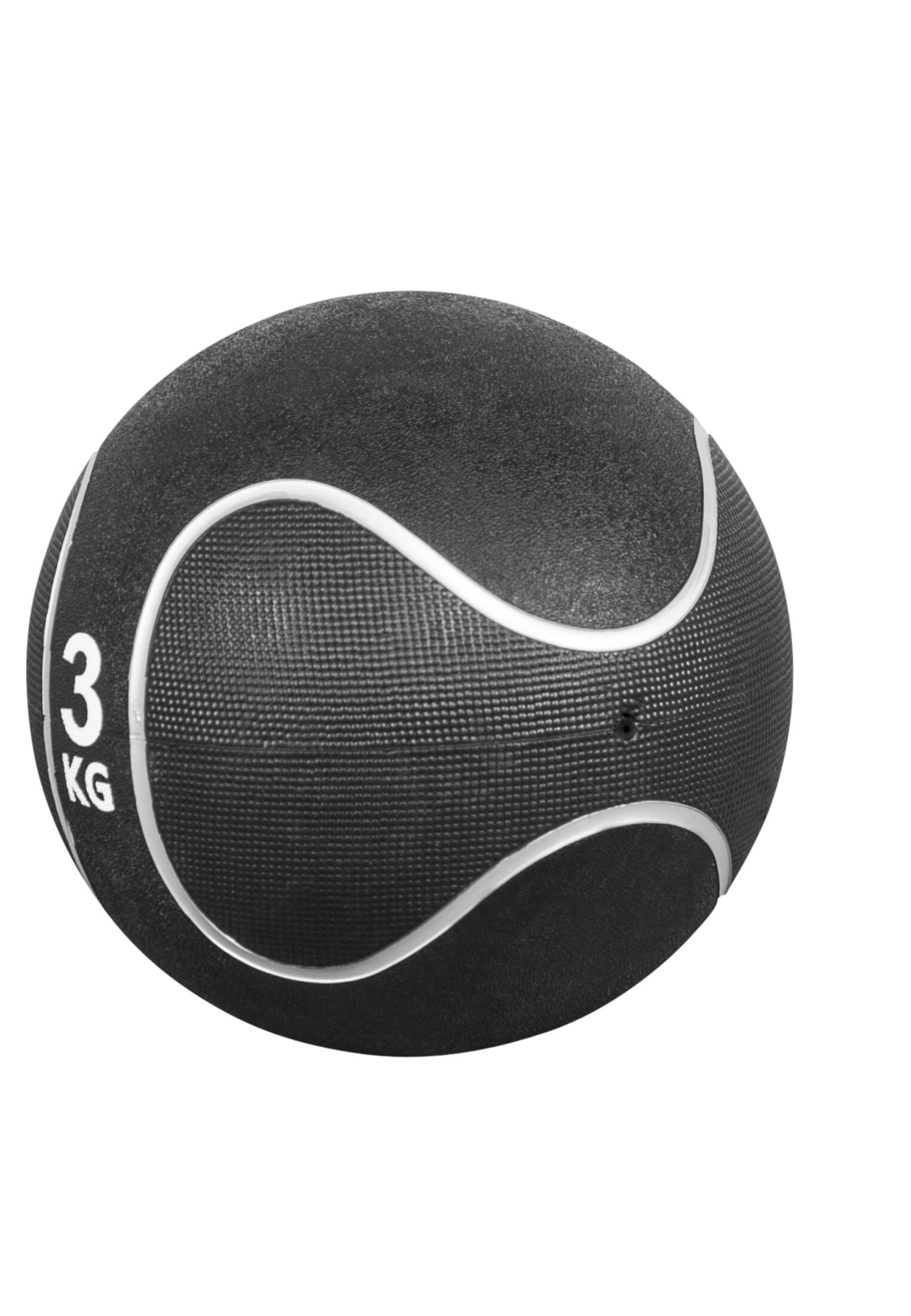 MEDECINE BALL CAOUTCHOUC NOIR ET GRIS | MUSCULATION | AU CHOIX DE 1KG À 10KG 2/4