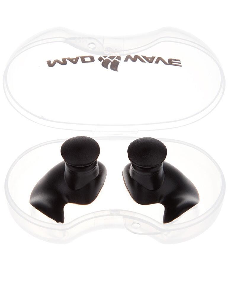 MAD WAVE Protetores auriculares para natação MAD WAVE ERGO pretos com estojo