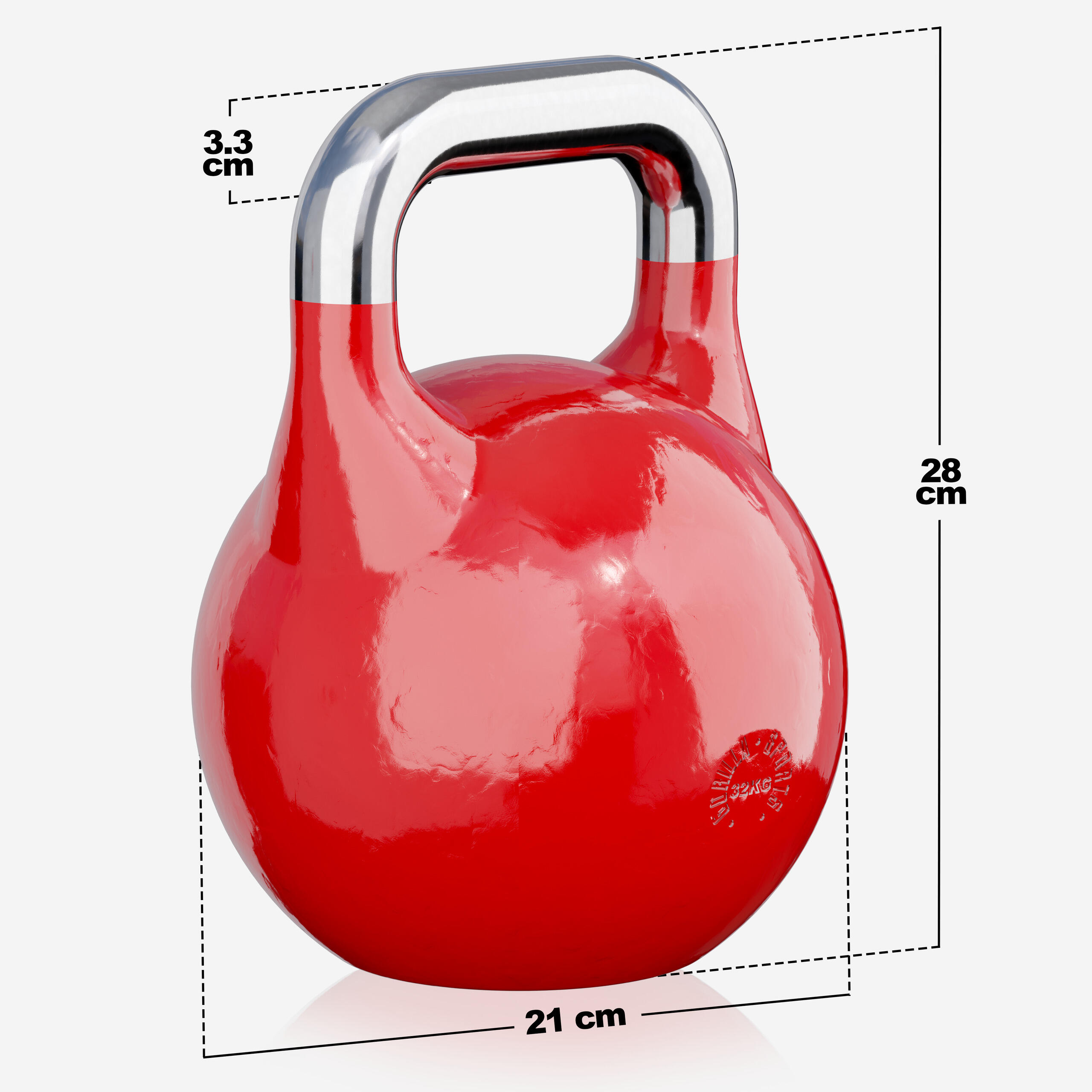 Gorilla Sports Competition Kettlebell 32 KG Steel with Ergonomic Handle 7/7