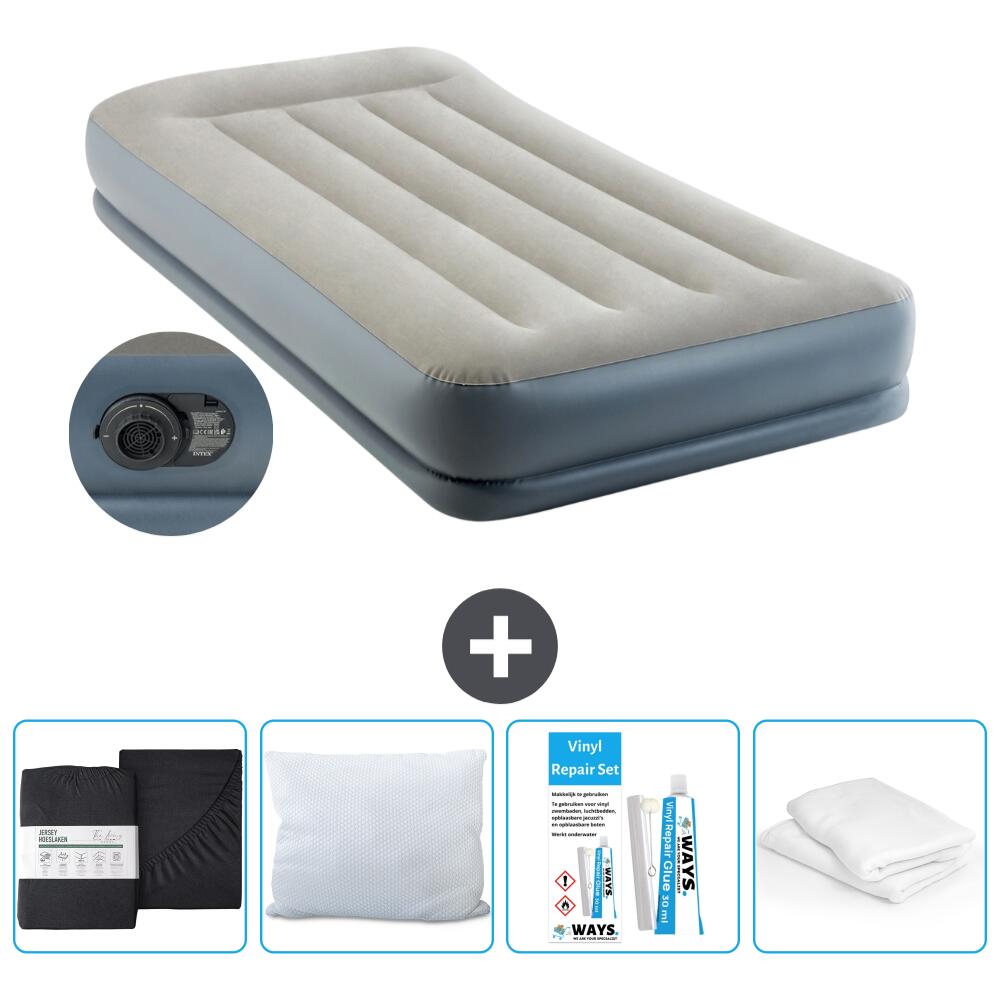Intex - Matelas Gonflable Intex Pillow Rest - 1p -  191x99x30 Cm + Accessoires - Matelas Gonflable - Gris - Taille Unique - Decathlon