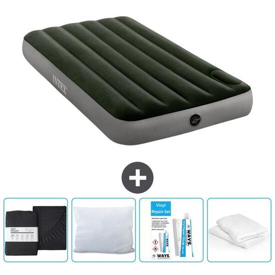 Matelas gonflable Intex Downy - 1P - 191x99x25 cm + Accessoires