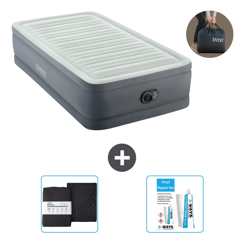 Intex - Matelas Gonflable Intex Premaire I - 1p -  191x99x46 Cm + Accessoires Cb18 - Matelas Gonflable - Gris - 191 Cm - Decathlon