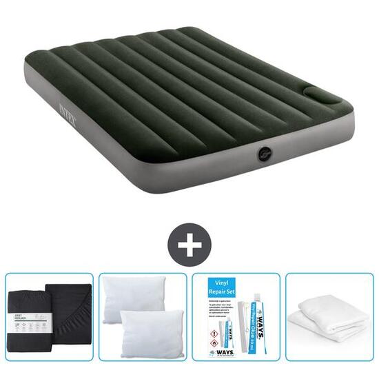 Matelas gonflable Intex Downy - 2P - 191x137x25 cm + Accessoires