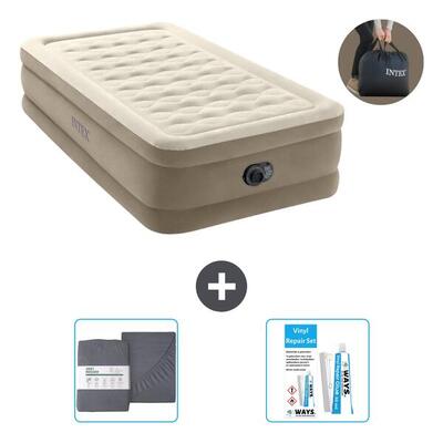 Luchtbed intex plush elevated - 1p - 191x99x46 cm + accessoires cb20