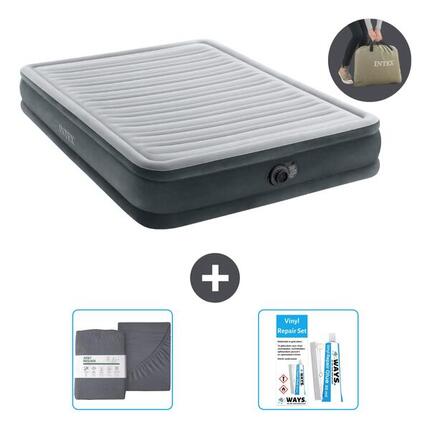 Matelas gonflable Intex Plush Mid - 2P - 203x152x33 cm + Accessoires CB20