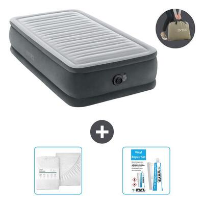 Luchtbed intex plush elevated - 1p - 191x99x46 cm + accessoires cb16