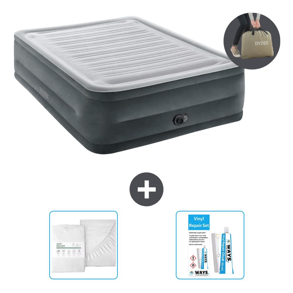 Intex - Matelas Gonflable Intex High-rise - 2p -  203x152x56 Cm + Accessoires - Matelas Gonflable - Gris - No Size - Decathlon