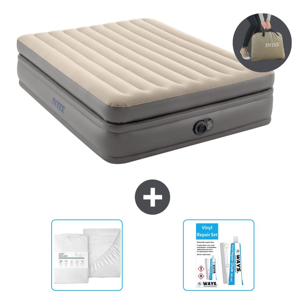 Intex - Matelas Gonflable Intex Prime Comfort - 2p -  203x152x51 Cm + Accessoires Cb16 - Matelas Gonflable - Gris - 203 Cm - Decathlon