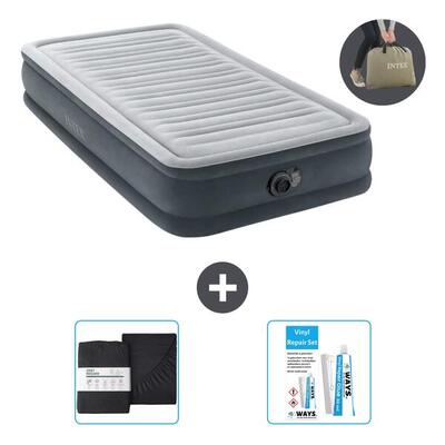 Luchtbed intex plush mid - 1p - 191x99x33 cm + accessoires cb18