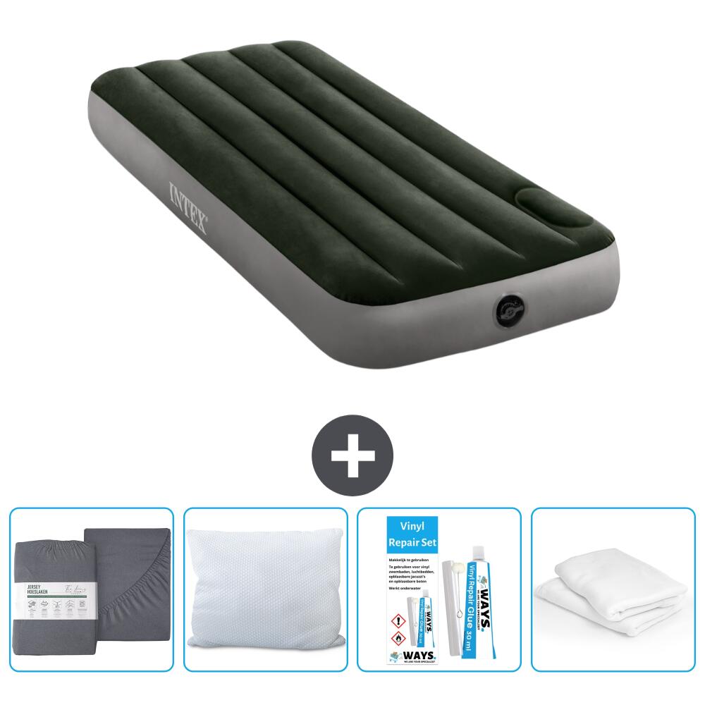 Intex - Matelas Gonflable Intex Downy - 1p - 191x76x25 Cm + Accessoires - Matelas Gonflable - Vert - Taille Unique - Decathlon