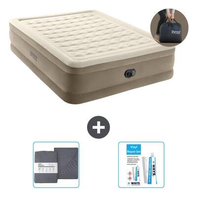 Luchtbed intex plush elevated - 1p - 191x99x46 cm + accessoires cb20