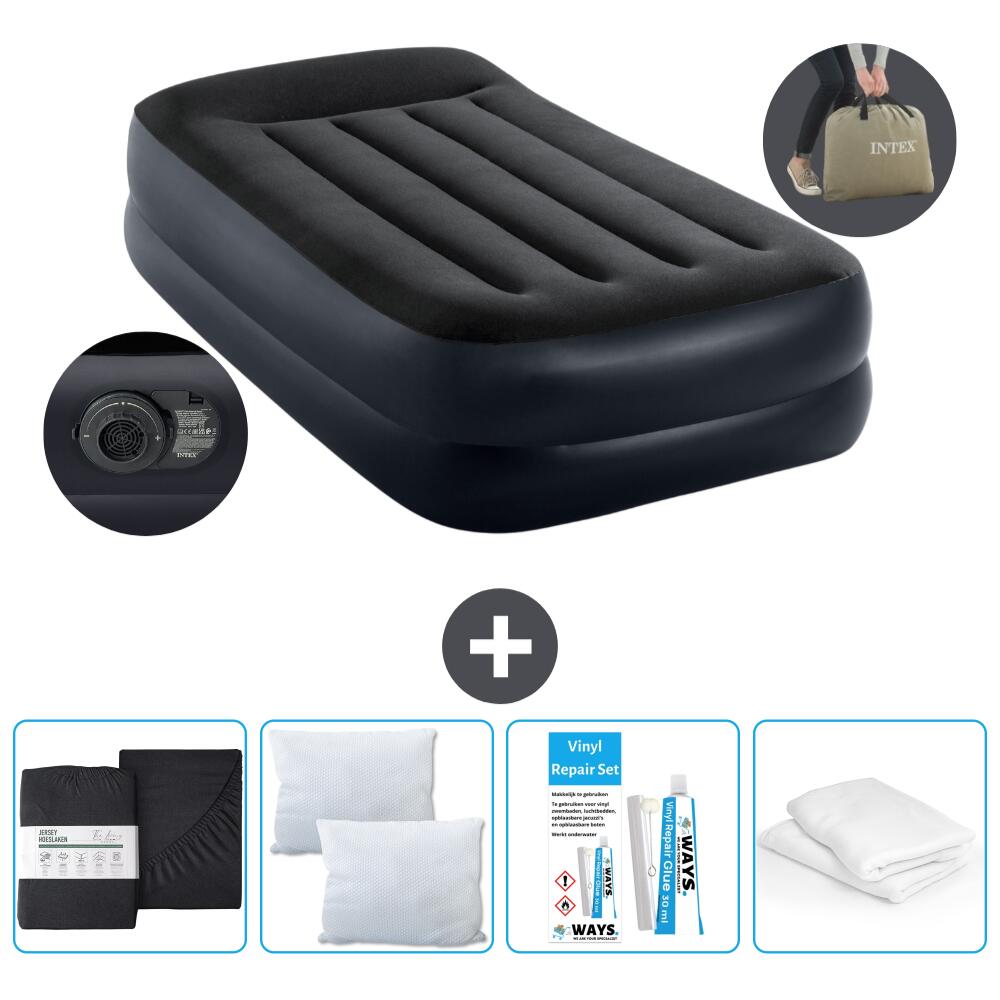 Intex - Matelas Gonflable Intex Pillow Rest - 1p -  191x99x42 Cm + Accessoires - Matelas Gonflable - Bleu - Taille Unique - Decathlon