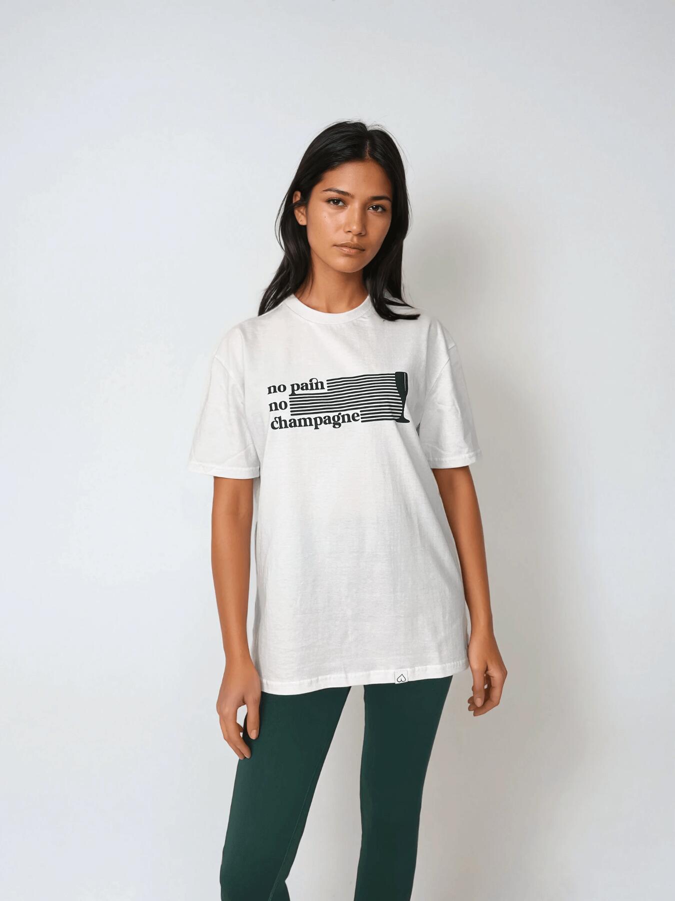 Weißes Frauen T-Shirt - No Pain No Champagne BeShaped 4/5
