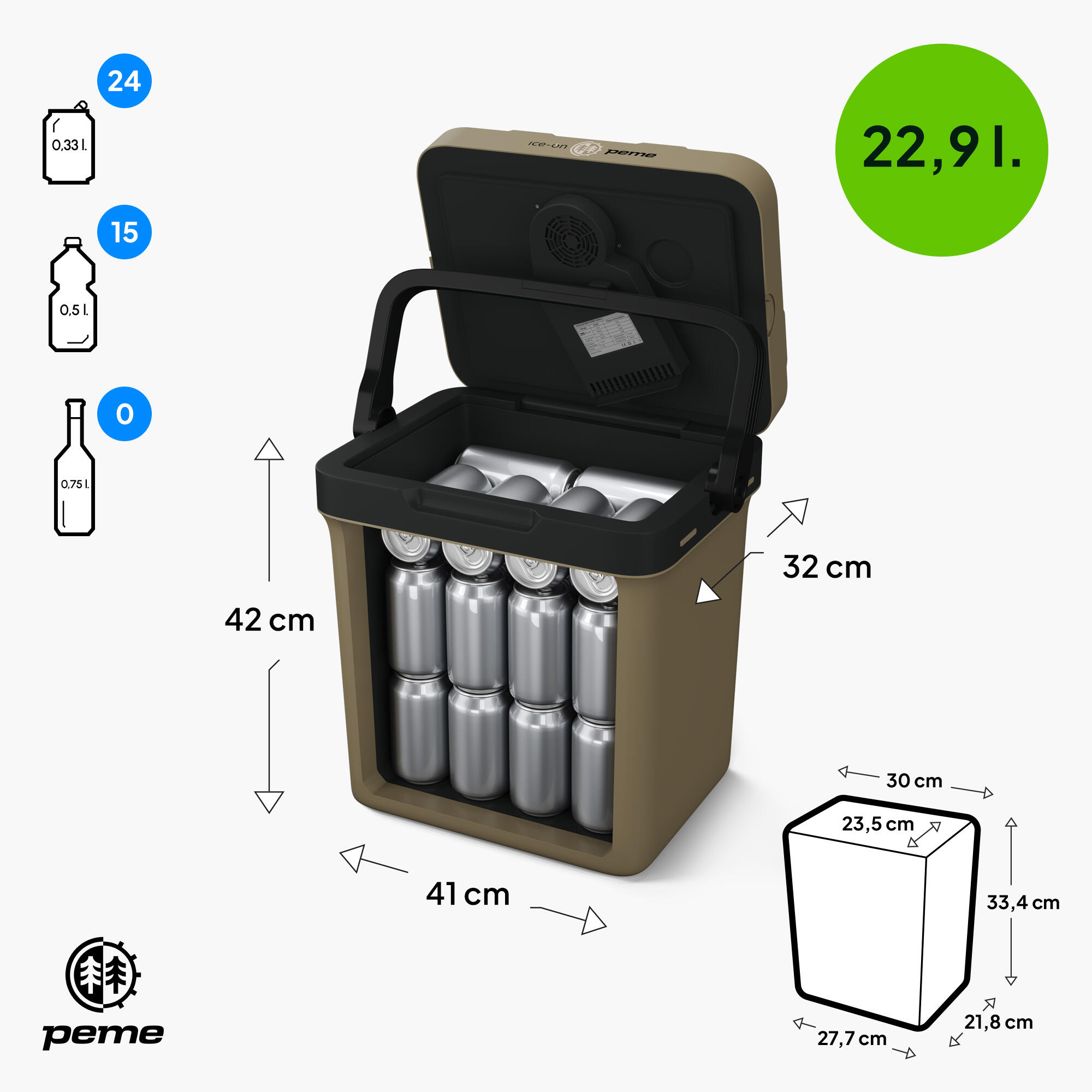 Frigo Portatile Peme Ice-on Essential 23L  12/230v per campeggio auto 2/6