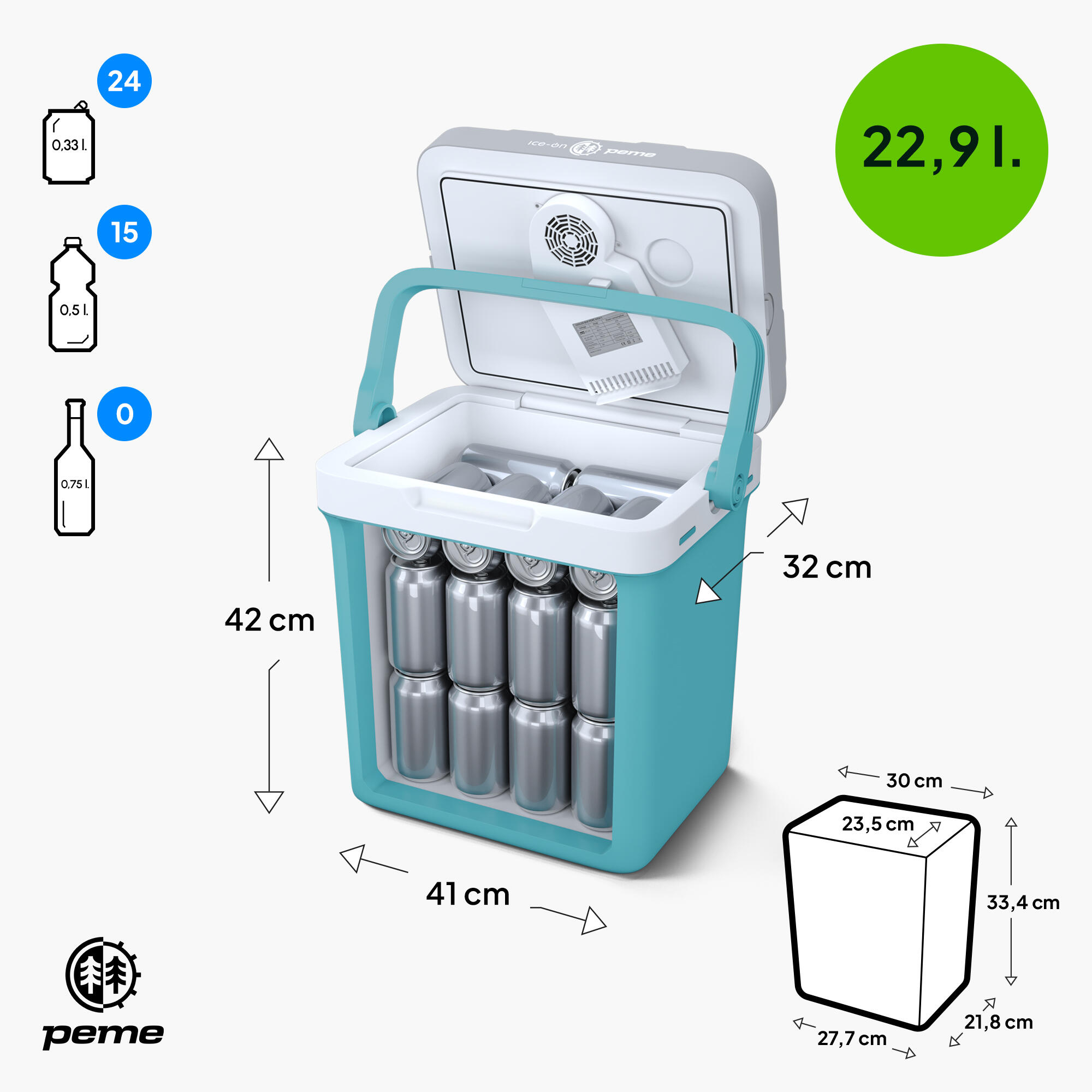 Frigo Portatile Peme Ice-on Essential 23L  12/230v per campeggio auto 2/7